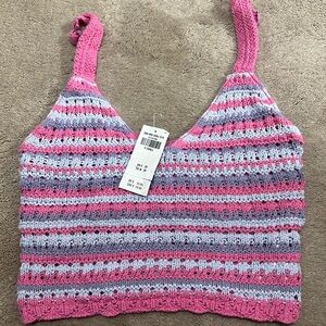 Hollister crochet top pink blue and purple size xs new with tags